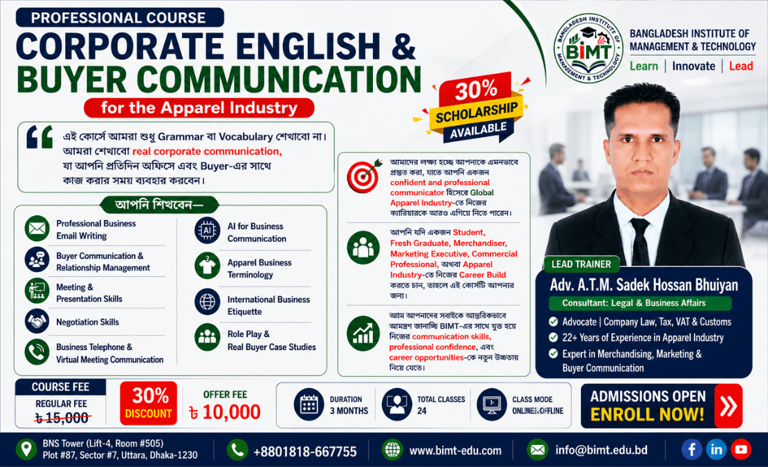 Corporate English and Buyer Communication for Apparel